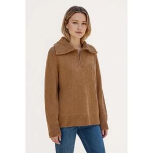 Calvin Klein Women's ​Quarter-Zip Ribbed Collar Sweater Hazelnut Size XL NWT